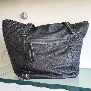 Purse Shoulder Bag With Silver Decorative Studs,Washed Black